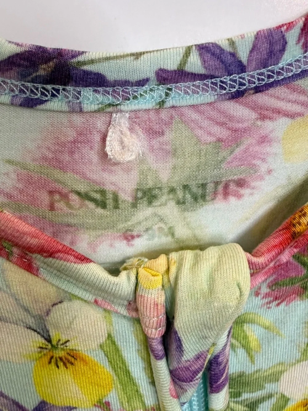 Posh Peanut Floral Zip-Front Onesie in Mint with Pink Blooms